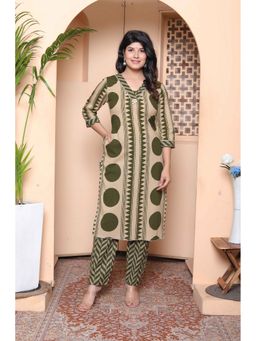 Miravan - Green Pure Cotton Kurta with Pant
