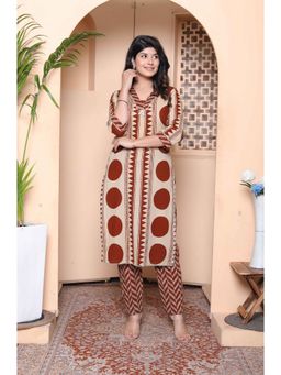 Miravan - Brown Pure Cotton Kurta with Pant