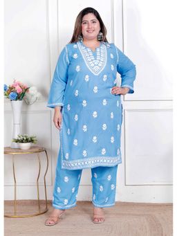 Miravan - Blue Embroidered Kurta with Pant