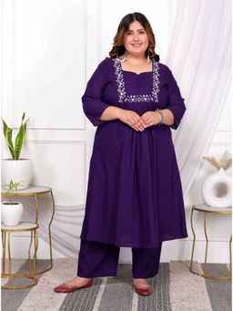 Miravan - Purple Floral Kurta with Palazzo