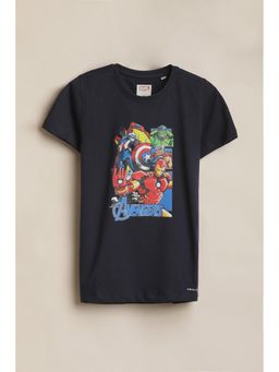 Allen Solly - Boys Black Graphic Print Crew Neck T-Shirt