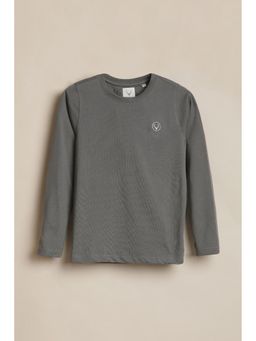 Allen Solly - Boys Grey Solid Crew Neck T-Shirt