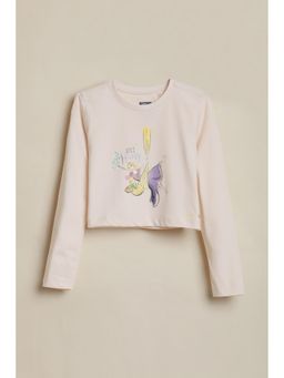 Allen Solly - Girls Beige Graphic Print Casual T-Shirt