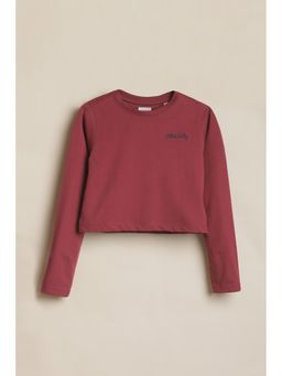 Allen Solly - Girls Maroon Solid Casual T-Shirt