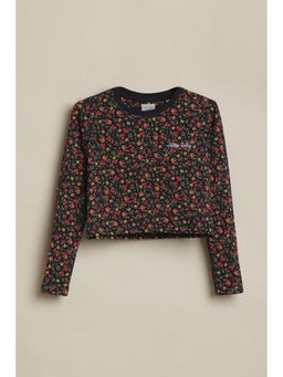 Allen Solly - Girls Black Print Casual T-Shirt