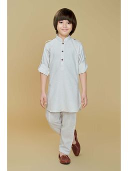 Mini Stitch - Cotton Full Sleeves Textured Kurta With Pant
