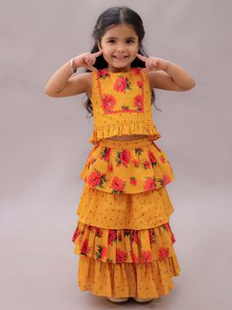 Lil Drama - Genda Phool Mustard Choli With Lehenga
