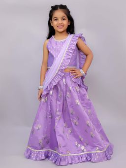 Lil Drama - Mishti Purple Lehenga With Choli & Dupatta