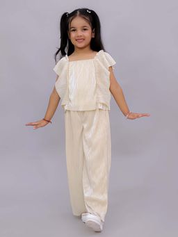 Lil Drama - Glam Up Girls Beige Party Co-Ord Set