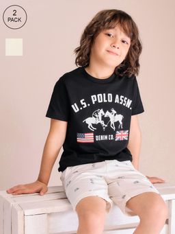 U.S. POLO ASSN. - Kids Boys Graphic Brand Printed T-Shirt (Pack of 2)