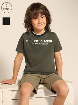 U.S. POLO ASSN. - Kids Boys Regular Fit Pure Cotton T-Shirt (Pack of 2)