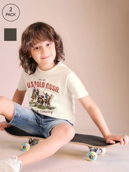 U.S. POLO ASSN. - Kids Boys Regular Fit Pure Cotton T-Shirt (Pack of 2)