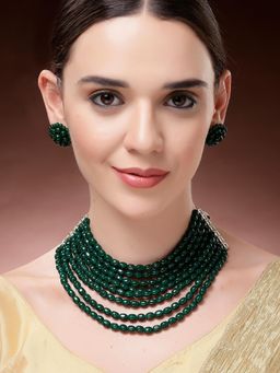 Karatcart - Women Green Tumble Graduating Choker Jewellery Set