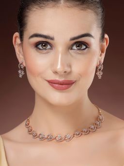 Karatcart - Women Elegant Rose Gold Plated Ad Jewellery Set
