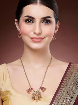 Karatcart - Women Traditional Gold Plated Laxmi Mata Long Jewellery Set