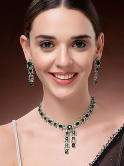 Karatcart - Women Green American Diamond Jewellery Set