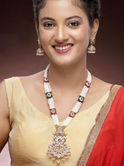 Karatcart - Women Gold-Plated Multi-Color Kundan Rani Haar Jewellery Set