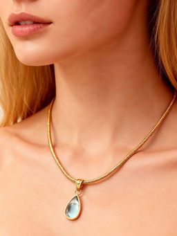 Yellow Chimes - Women Royal Blue Stone Gold Plated Necklace