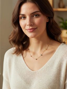 Yellow Chimes - Women Multi-Color Stone Station Gold Plated Necklace