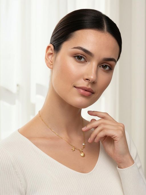 Yellow Chimes Women Seashell Starfish Charm Gold Plated Necklace