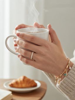 Yellow Chimes - Women Stone and Pearl Bracelet and Ring Set