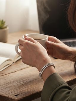 Yellow Chimes - Women Silver Plated White Stone Bracelet