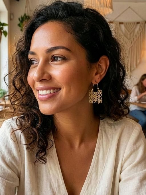 Yellow Chimes Women Antique Gold Plated Floral Filigree Hoop Earrings