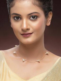 Karatcart - Women Gold-Plated Pink Beads Floral Kundan Necklace