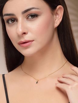Karatcart - Women Gold-Plated Blue Rectangular Pendant Necklace