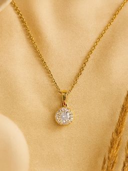 Karatcart - Women Luxurious Gold Plated Round American Diamond Necklace