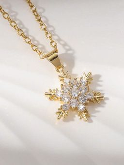 Karatcart - Women Luxurious Gold Snowflake American Diamond Necklace