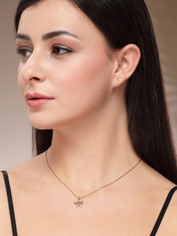 Karatcart - Women Gold-Plated Purple Sparkling Butterfly Pendant Necklace