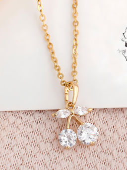 Karatcart - Women Stylish Cherry Design American Diamond Pendant Necklace