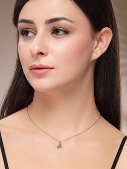 Karatcart - Women Trendy Pink and Green Crystal Cherry Pendant Necklace