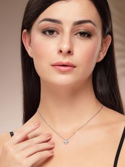 Karatcart - Women Delicate Four-Petal Crystal Floral Pendant Necklace