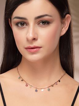 Karatcart - Women Trendy Colorful Evil Eye Tassel Charms Necklace