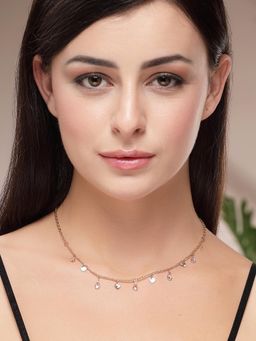 Karatcart - Women Lightweight Heart Charm Crystal Drop Chain Necklace