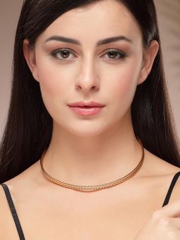 Karatcart - Women Sleek Gold-Toned Textured Hasli Choker Necklace