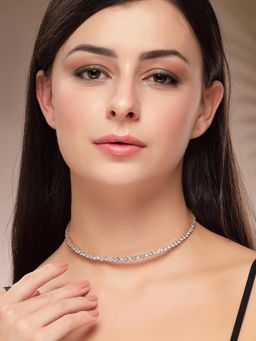 Karatcart - Women Dazzling Gold-Toned Crystal Hasli Choker Necklace