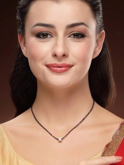 Karatcart - Women Gold-Toned Square American Diamond Mangalsutra