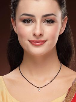 Karatcart - Women Classic Round Solitaire Pendant Gold-Toned Mangalsutra