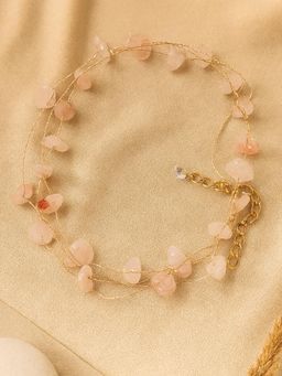 Karatcart - Women Dazzling Peach Stone Multistrand Chain Necklace