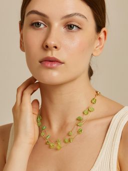 Karatcart - Women Dazzling Lime Green Stone Multistrand Chain Necklace