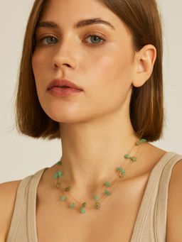 Karatcart - Women Dazzling Turquoise Stone Multistrand Chain Necklace