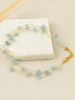 Karatcart - Women Dazzling Blue Stone Multistrand Chain Necklace