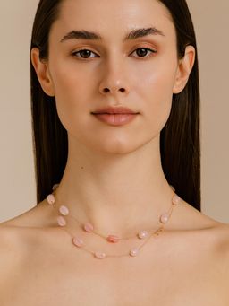 Karatcart - Women Dazzling Peach Stone Multistrand Chain Necklace