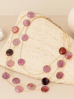 Karatcart - Women Dazzling Purple Stone Multistrand Chain Necklace