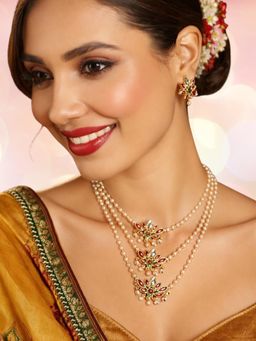 OOMPH - Women Multi-Color Lotus Layered Jewellery Set
