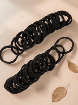 OOMPH - Women Black Fabric Elastic Hair Rubbers (Pack of 50)