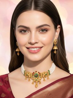 OOMPH - Women Multi-Color Heritage Rajwadi Choker Jewellery Set